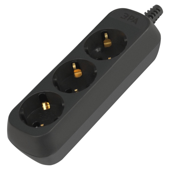 Колодка ЭРА KX-3e-B 3 розетки с заземлением черная