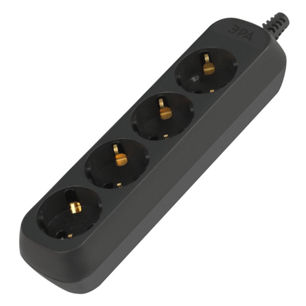 Колодка ЭРА KX-4e-B 4 розетки с заземлением черная