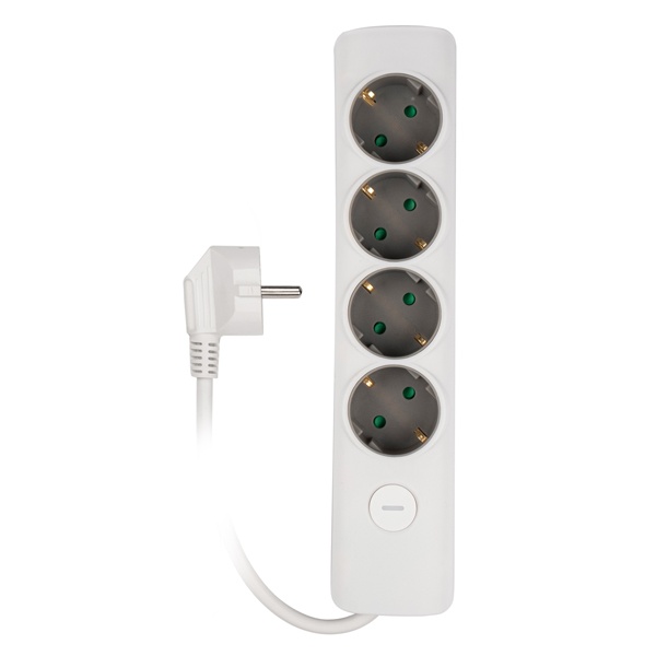 Удлинитель JazzWay ET-04-140W 4х2Р+Е 1,4м 3х1 мм2 16А с выключателем белый