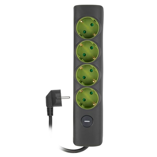 Удлинитель JazzWay ET-04-300G 4х2Р+Е 3м 3х1 мм2 16А с выключателем серый