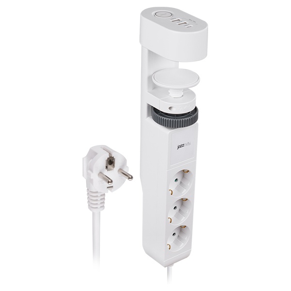 Удлинитель на струбцине JazzWay ETD-03U-150-wh 3х2Р+Е 1,5м 3х1 мм2 16А 3USB(2А+1С) выключатель белый