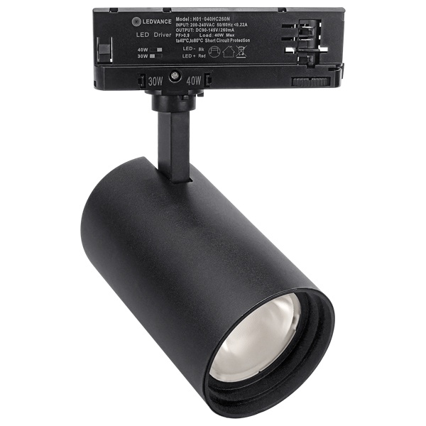 Светильник трековый светодиодный Ledvance Trackspval 3-Ph 40W 4000K 230V 4000Lm 60° Black 3Ф.