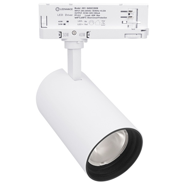 Светильник трековый светодиодный Ledvance Trackspval 3-Ph 40W 4000K 230V 4000Lm 60° White 3Ф.