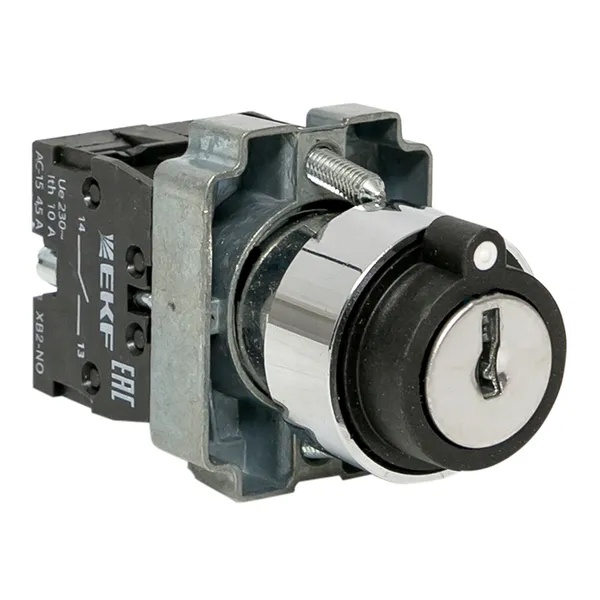 Переключатель в сборе EKF BG33 с замком 22мм 3 фиксированных положения 2NO IP40