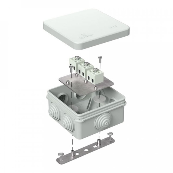 Коробка огнестойкая Промрукав 80х80х40 для открытой проводки 40-0210-FR2.5-6 Е15-Е120 RAL7035