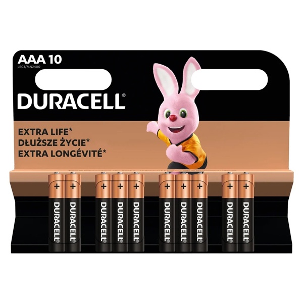 Батарейка Duracell AAA LR03 Basic MN2400 1,5V алкалиновая (упаковка 10шт) 1027788