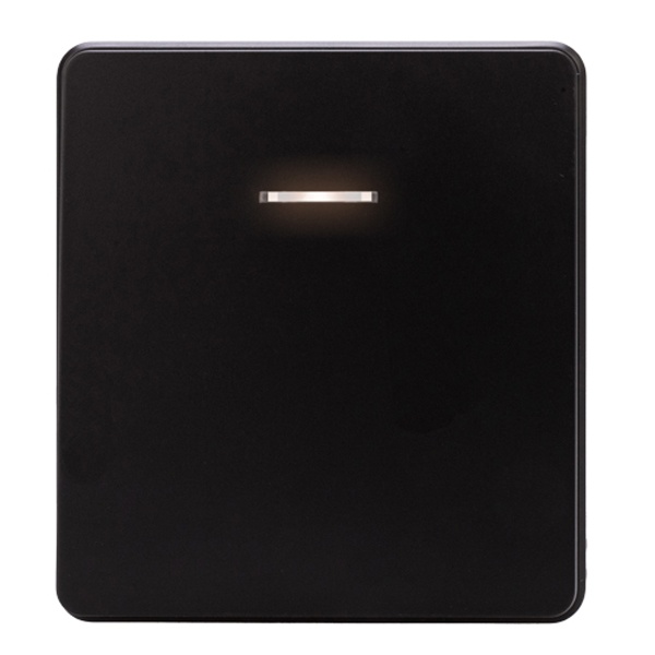 Выключатель одноклавишный с подсветкой Kranz Miele Round 10А с рамкой оникс