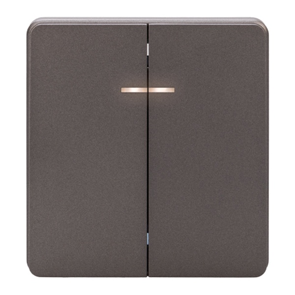 Выключатель двухклавишный с подсветкой Kranz Miele Round 10А с рамкой титан