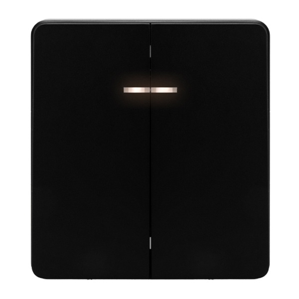 Выключатель двухклавишный с подсветкой Kranz Miele Round 10А с рамкой оникс