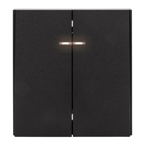 Выключатель двухклавишный с подсветкой Kranz Miele Strong 10А с рамкой антрацит