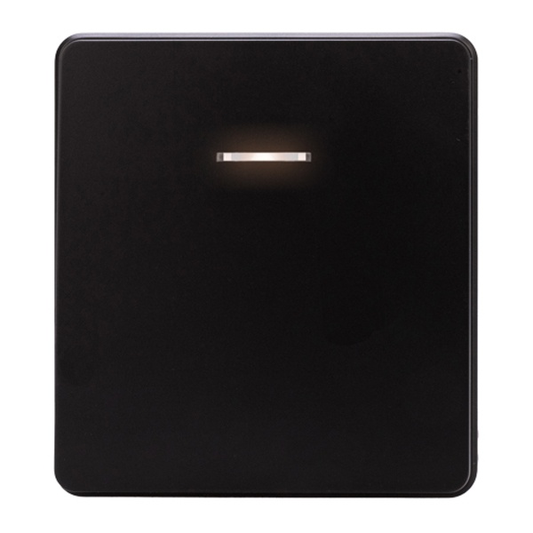 Переключатель одноклавишный с подсветкой Kranz Miele Round 10А с рамкой оникс