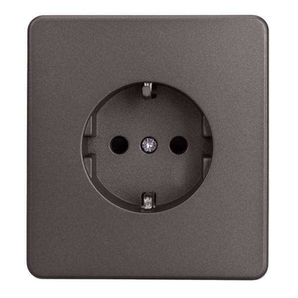 Розетка с заземлением Kranz Miele Round 16А со шторками с рамкой титан