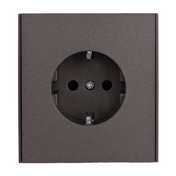 Розетка с заземлением Kranz Miele Strong 16А со шторками с рамкой графит