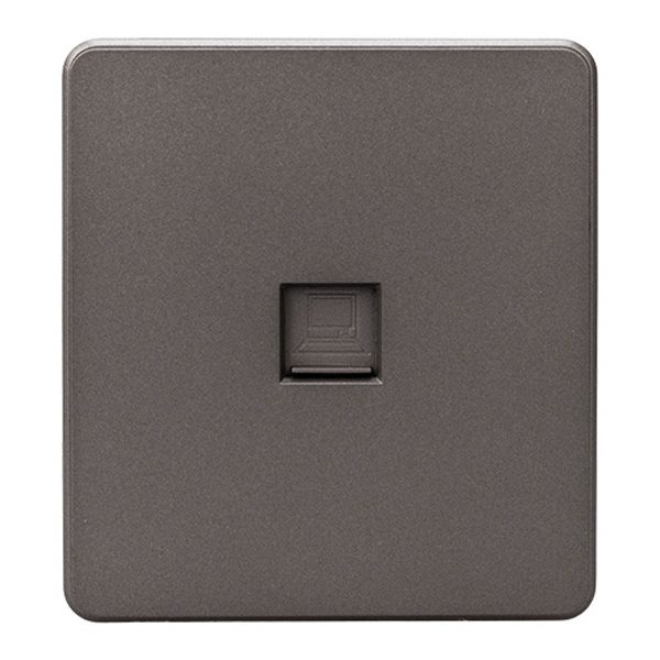 Розетка компьютерная Kranz Miele Round RJ45 кат 6 с рамкой титан