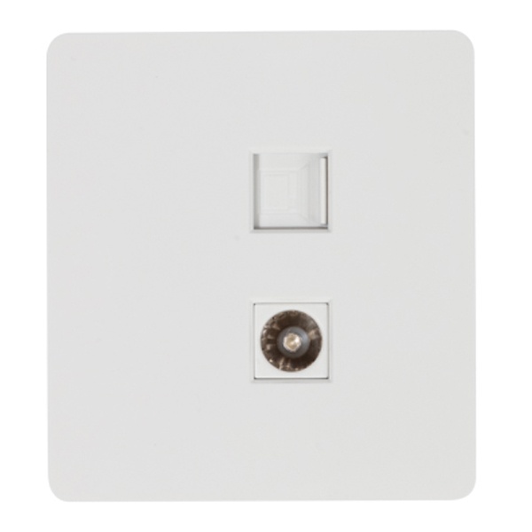 Розетка компьютерная Kranz Miele Round RJ45 кат6 + TV с рамкой перламутр