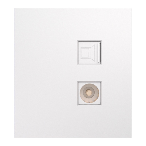 Розетка компьютерная Kranz Miele Strong RJ45 кат6 + TV с рамкой жемчуг