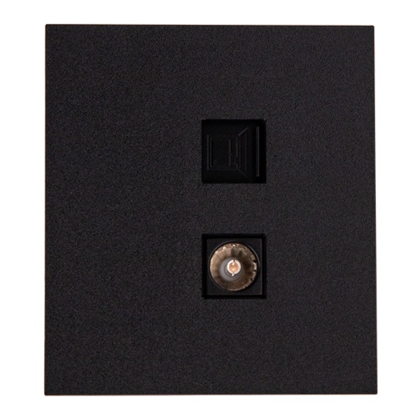 Розетка компьютерная Kranz Miele Strong RJ45 кат6 + TV с рамкой антрацит