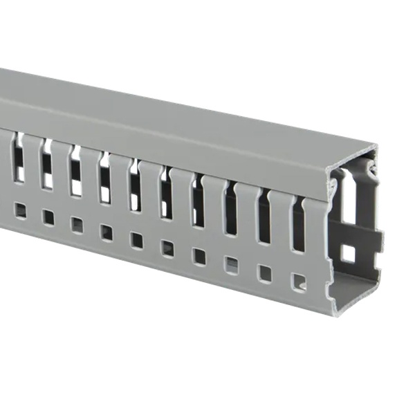 Кабель-канал перфорированный EKF ВхШхД 60х25х2000мм с крышкой серый (кабельный короб)