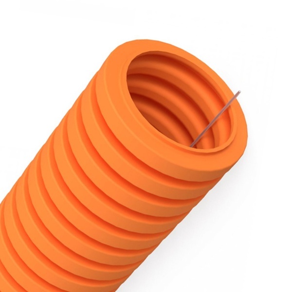 Труба гофрированная ПВХ Промрукав 25 мм легкая 350 Н оранжевая с/з [упаковка 50м] (гофра для кабеля)