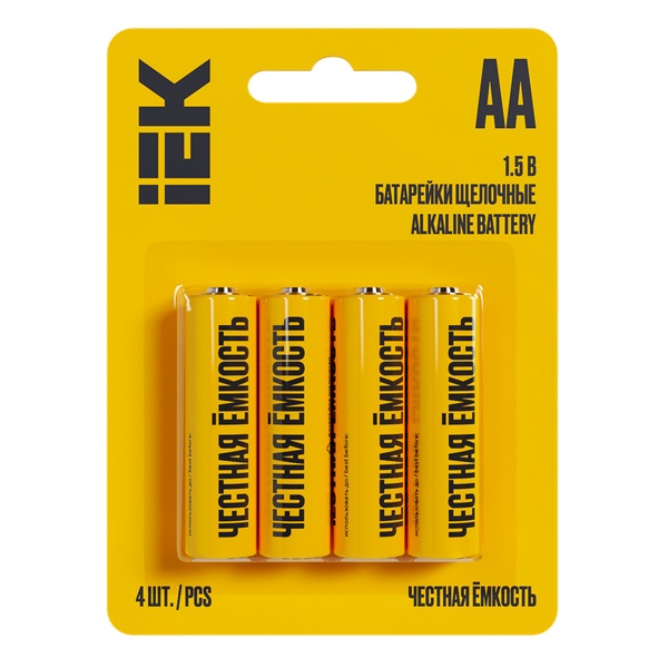 Батарейка ИЭК AA LR6/AM 3 2950мАч 1,5V алкалиновая (пальчиковая) (упаковка 4шт)