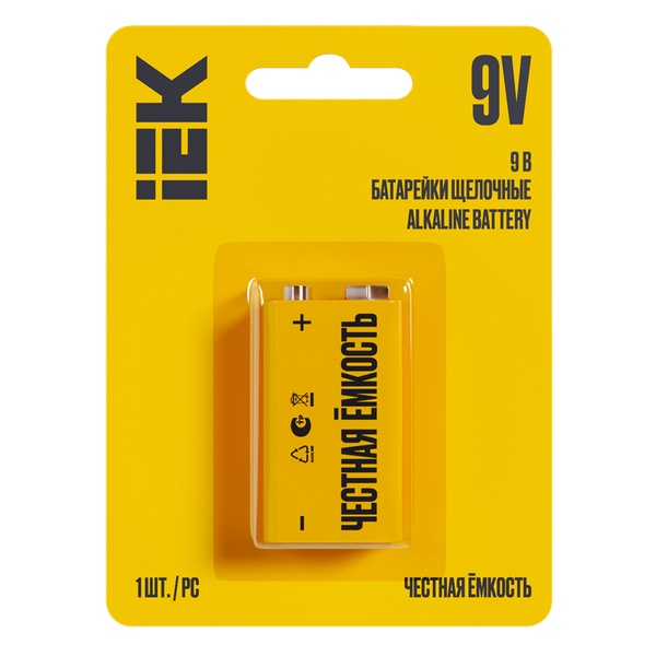 Батарейка ИЭК Крона 6LR61 (6 AM 6) 9V алкалиновая (упаковка 1шт)