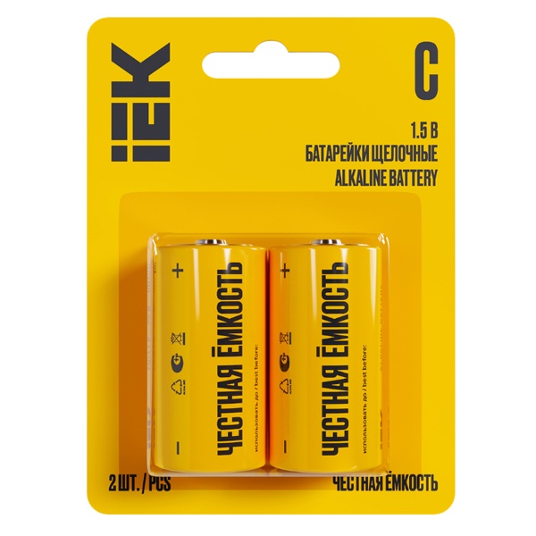 Батарейка ИЭК (бочонок) C (LR14) 1,5V 7000мАч алкалиновая (упаковка 2шт)