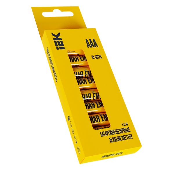 Батарейка ИЭК AAA LR03/AM 4 1250мАч 1,5V алкалиновая (мизинчиковая) (упаковка 10шт)