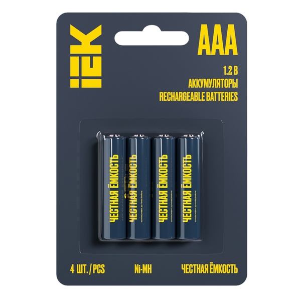 Аккумулятор ИЭК GREEN Ni-MH AAA HR03 1100мАч Никель-металлогидридный (мизинчиковый) (упаковка 4шт)