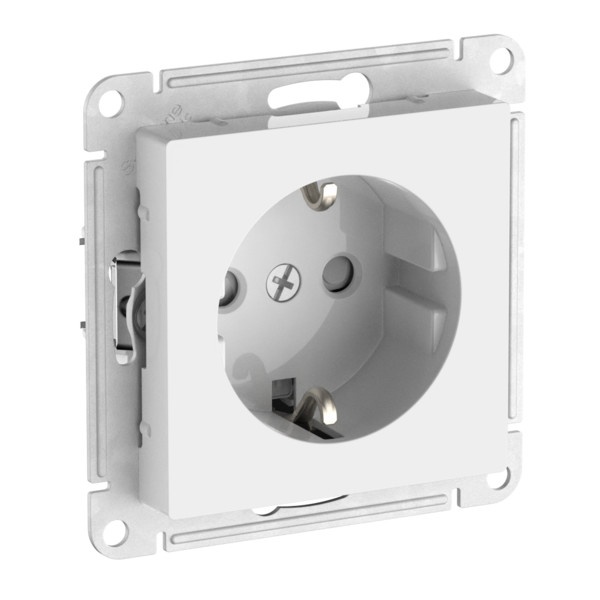 Розетка с заземлением со шторками SE AtlasDesign 16А быстрозажимные клеммы, белый [уп 20 шт]