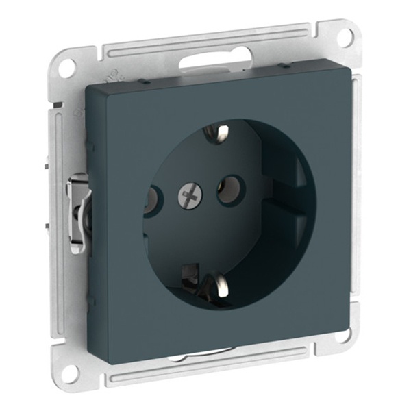 Розетка с заземлением SE AtlasDesign 16А быстрозажимные клеммы, изумруд [уп 5 шт]