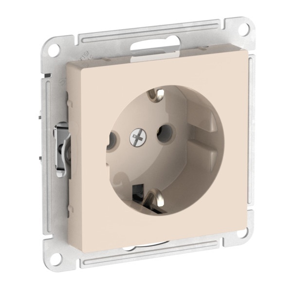 Розетка с заземлением SE AtlasDesign 16А быстрозажимные клеммы, бежевый [уп 20 шт]