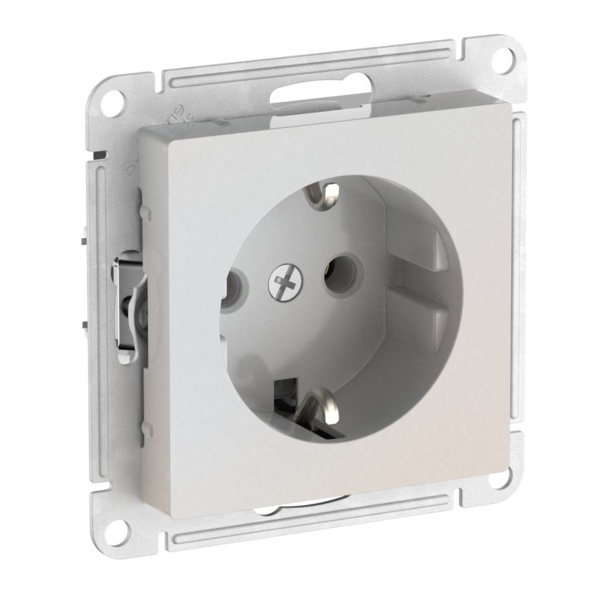 Розетка с заземлением SE AtlasDesign 16А быстрозажимные клеммы, жемчуг [уп 10 шт]