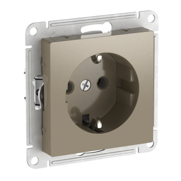 Розетка с заземлением SE AtlasDesign 16А быстрозажимные клеммы, шампань [уп 10 шт]