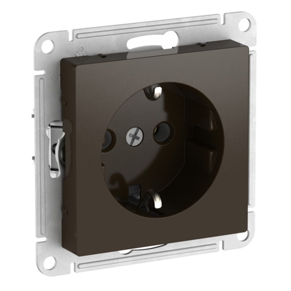 Розетка с заземлением SE AtlasDesign 16А быстрозажимные клеммы, мокко [уп 10 шт]