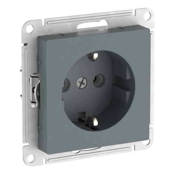 Розетка с заземлением SE AtlasDesign 16А быстрозажимные клеммы, грифель [уп 10 шт]