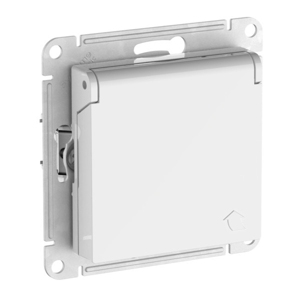 Розетка с заземлением со шторками с крышкой SE AtlasDesign 16А IP20 быстрозажимные, белый [уп 15 шт]