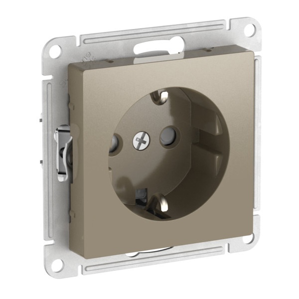Розетка с заземлением со шторками SE AtlasDesign 16А быстрозажимные клеммы, шампань [уп 10 шт]