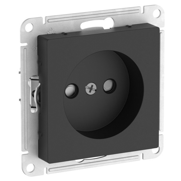 Розетка без заземления со шторками SE AtlasDesign 16А быстрозажимные клеммы, карбон [уп 5 шт]