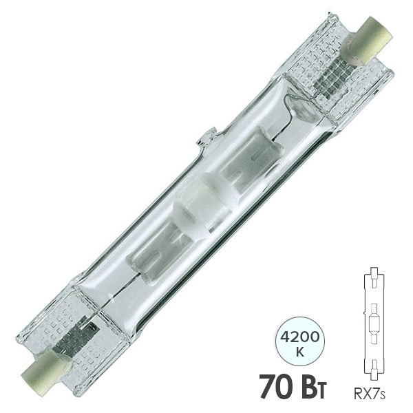 Лампа металлогалогенная Foton HS-I TS 70/NDL 4200K Rx7s 6500Lm 20x117mm (ДРИ) (МГЛ)