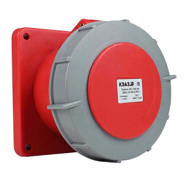Розетка фланцевая прямая КЭАЗ 345 125А 6h 380AC 3P+PE+N IP67