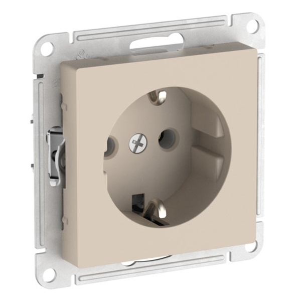 Розетка с заземлением SE AtlasDesign 16А быстрозажимные клеммы, песочный [уп 5 шт]