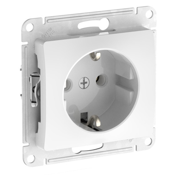 Розетка с заземлением SE Glossa 16А механизм быстрозажимные клеммы, белый