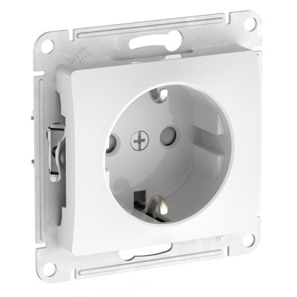 Розетка с заземлением со шторками SE Glossa 16А механизм быстрозажимные клеммы, белый