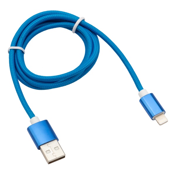 Кабель Rexant USB-A – Lightning для Apple 2,4A 1м, в синей нейлоновой оплетке