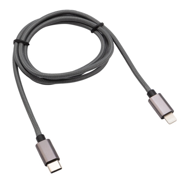 Кабель Rexant USB Type-C – Lightning для Apple 2,4A 1 м, в нейлоновой графитовой оплетке, Power Deli