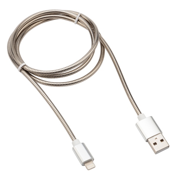 Кабель Rexant USB-A – Lightning для Apple 2A, 1м, в матовой стальной оплетке