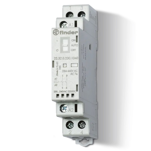 Модульный контактор Finder 25А 1NO+1NC 230В AC/DC механический индикатор, LED 1м