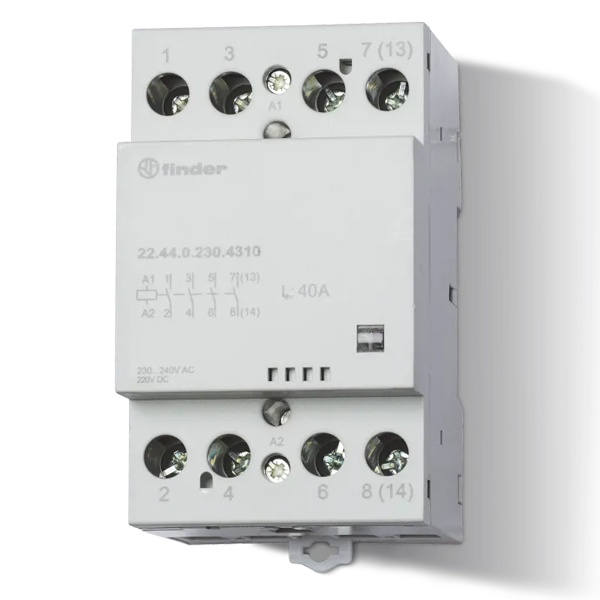 Модульный контактор Finder 40А 4NO 230В AC/DC механический индикатор 3м