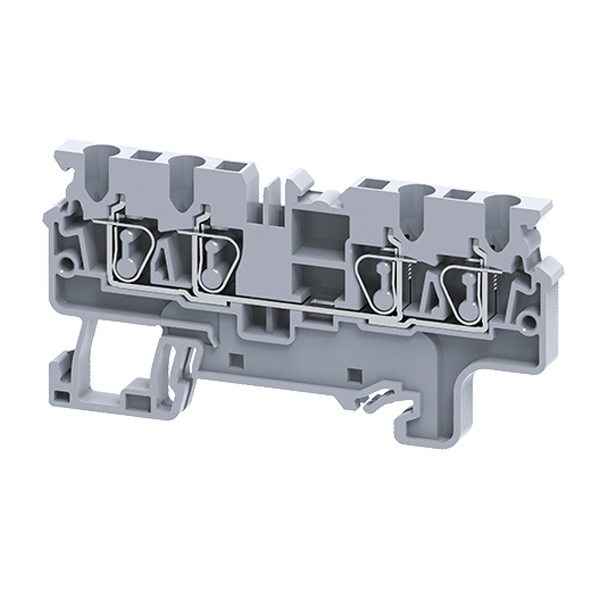 Клемма с четырьмя контактами пружинная КЭАЗ OptiClip СX-2.5-QUATTRO-(0.2-4)-I серый