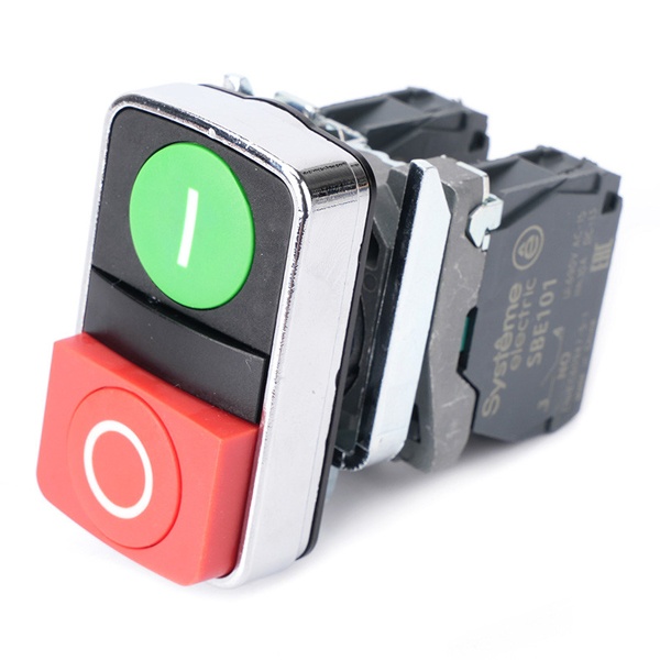 Двойная кнопка в сборе SE с возвратом и маркировкой SB4 22мм 1НО+1НЗ металл IP65